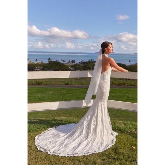 LULU’S Dreamy Glamour White Embroidered Halter Mermaid Maxi Dress - Picture 2 of 11